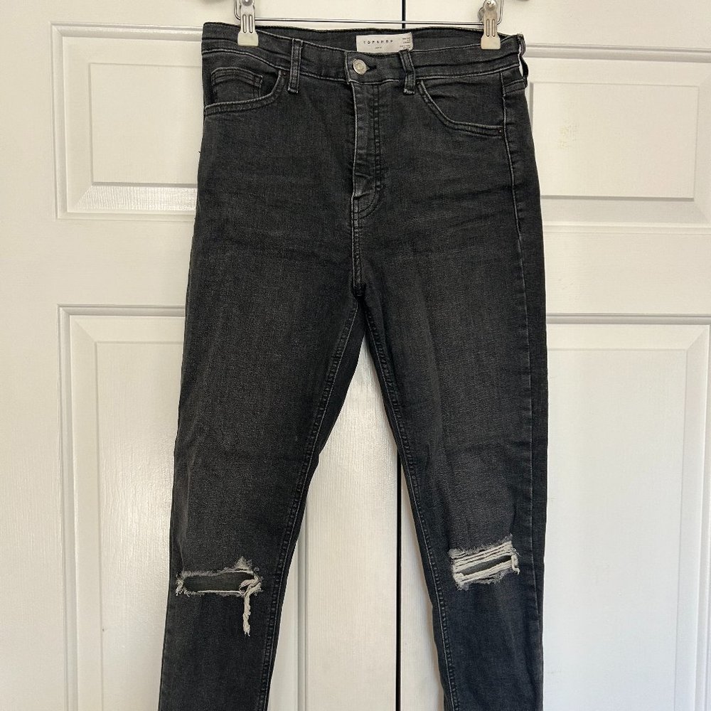 Topshop Jamie distressed grey wash jeans